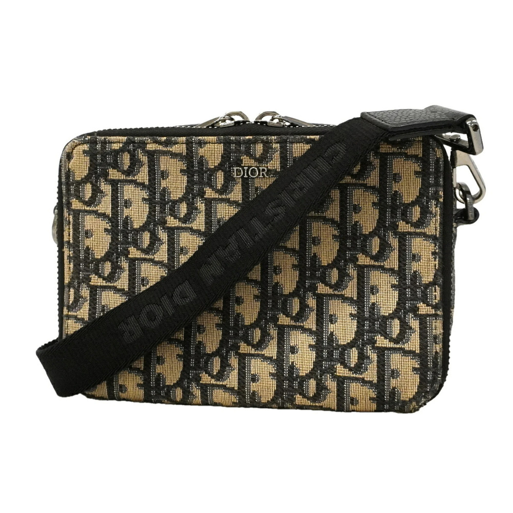Christian Dior Shoulder Bag, Canvas, Black, Women's OP015932